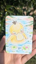ACEO Original - Psyduck, Arte Pokémon - Pastel Suave/Bolígrafo