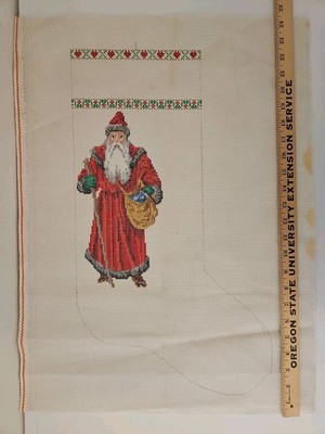 20'' FATHER CHRISTMAS STOCKING 10-Mesh HP Needlepoint Canvas 17''x24'' SANTA MNF