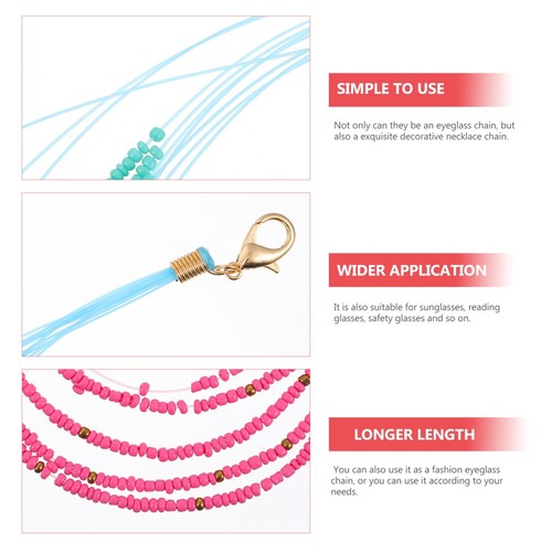 2 Pcs Colorful Bead Necklace Miss Eye Glass Chain Eyeglasses Multi-layer - Picture 7 of 12