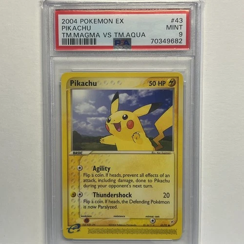 2004 POKEMON EX TEAM MAGMA VS TEAM AQUA #43 PIKACHU PSA 9