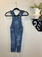 Gap Denim Blue Jean Ruffle Bib Overalls Girls Sz 4 Years Toddler