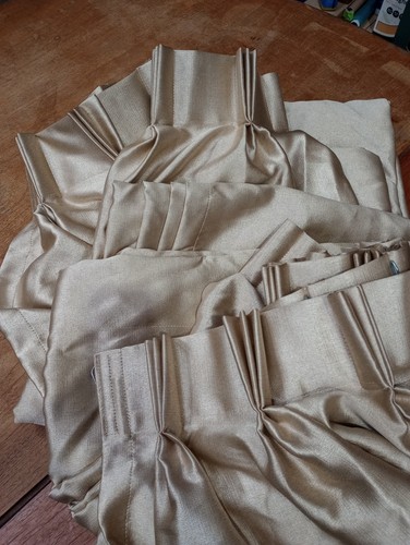 Large Gold Pinch Pleat Curtain Drapes 290cm x 210cm (Pair) Cotton Blend