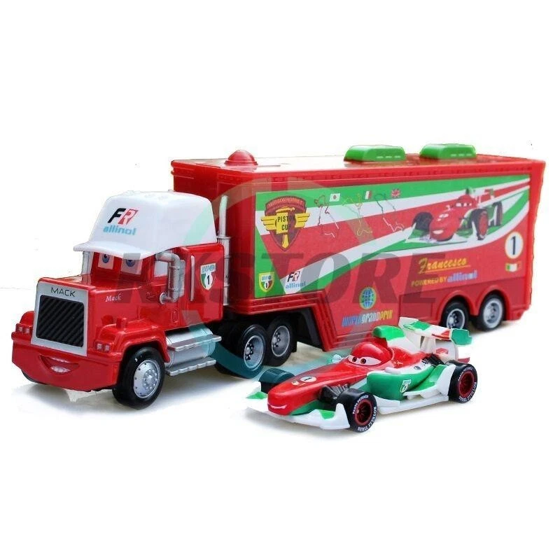 MODEL CAR 2PCS Disney Pixar Cars Red Francesco BerNOulli Hauler Truck Diecast Toy Car-New~