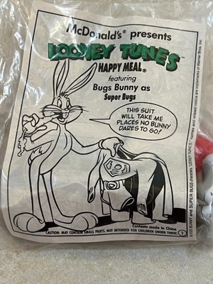 1992 Lot of 4 McDonald's Happy Meal Toys:  Looney Tunes Bugs Bunny as Super Bugs