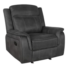Lawrence Upholstered Padded Arm Glider Recliner Charcoal