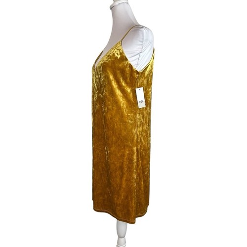 🆕 BP Nordstrom Vestito Slip Donna Taglia S Oro S Velluto Schiacciato Foderato Babydoll Nuovo con etichette - Foto 2 di 9