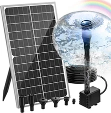 Solar Fountain Pump15W with Upgraded Glass Solar Panels for Birdbath, Fish Pond