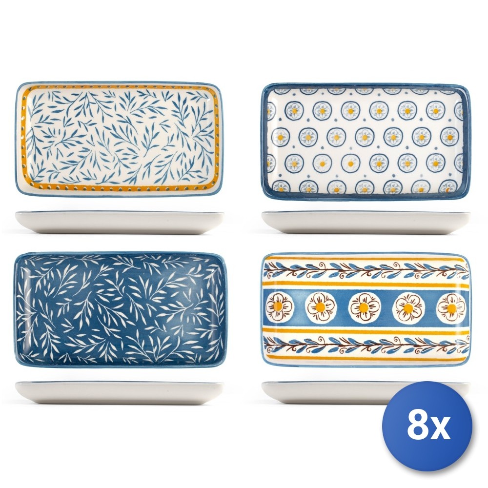 8x Rectangular Porcelain Plates, Royal Norfolk, 18x10x2cm