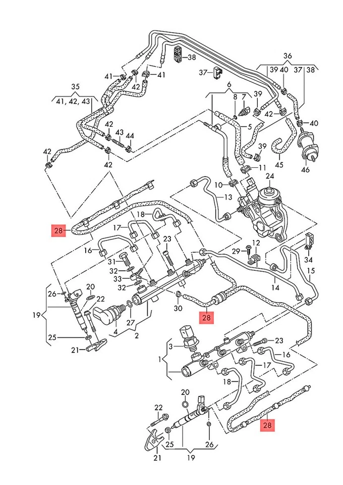 Línea de retorno AUDI Audi A5 S5 Cabriolet Coupe Sportback A6 Wagon 059130218AS Foto 3 de 3