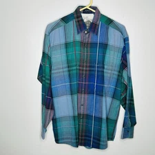GANT Shirtmakers Long Sleeve Mens Shirt MEDIUM Plaid Buffalo Nickel 100% Cotton