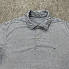 Vineyard Vines Performance Polo Shirt Men M Blue Mirco Striped Stretch 44""x29"