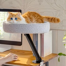 Cat Bed  Rotation Comfortable Sturdy Stylish Round Cat Bed for Desk Kitten