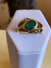 Large 14 karat gold men's "Natural EMERALD Zambia 1.9 CARAT" ring