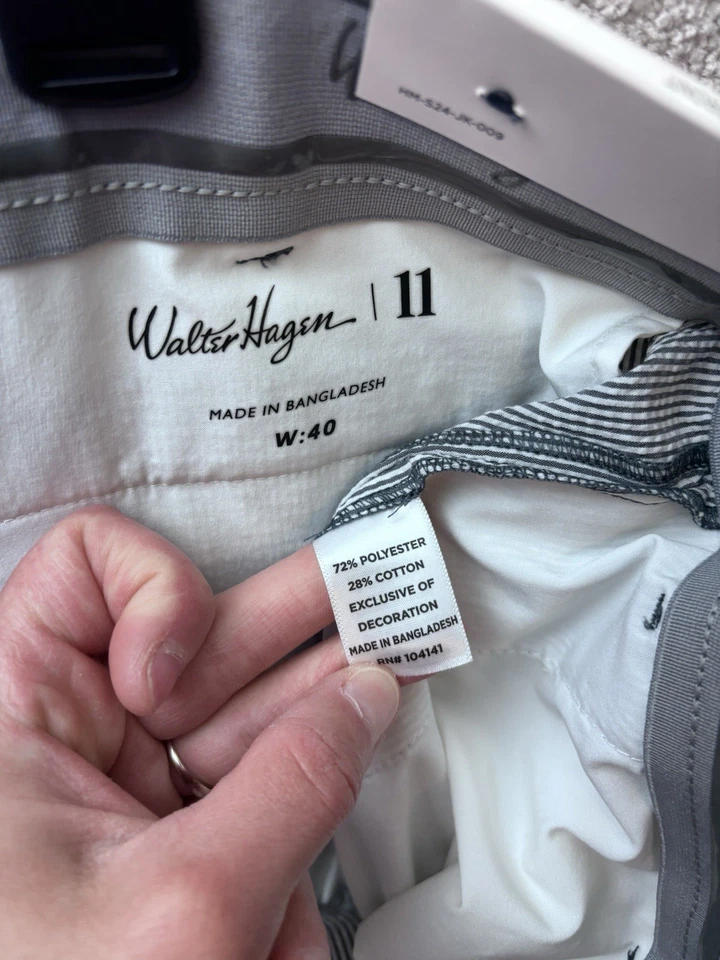 Pantalones Cortos de Golf Walter Hagen Hombres 40x9 Gris Rayas P11 SEERSUCKER Elastizados Verano NUEVO Foto 3 de 4