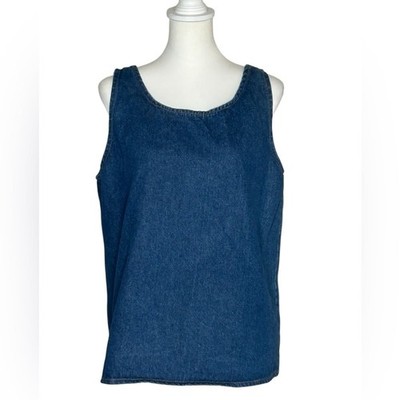 Women s Denim Tank Top EUC 100% cotton made in USA sz M Classic Layering