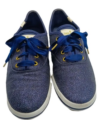Keds Kate Spade Champion Size 5 Womans Glitter Navy Blue Shoes Sneakers Lace Up