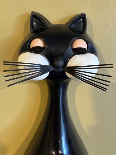 Vintage 50's Spartus Black Cat Wall Clock Eyes Blink Time & Tail Work Classic - Picture 5 of 17