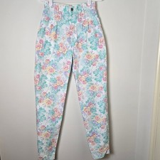 Vintage Chic Pants Floral Pleated High Rise Grannycore Womens Small