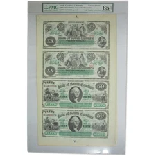 1872 $20/$50 South Carolina Uncut Sheet Gem Unc 65 EPQ PMG SKU:CPC9599