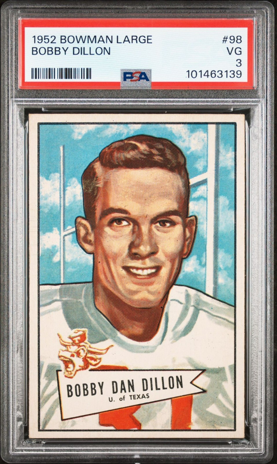 1952 Bowman Large Football Card: #98 Bobby Dillon (PSA 3) - Hall of Fame