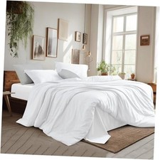 Duvet Cover Set 100 Egyptian Cotton, 3Pcs Bedding Set- 1 Duvet Full White