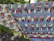 King Size Reversible Cotton Patchwork/Floral Quilt 120" x 118"
