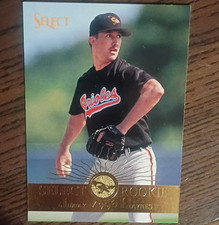 Pinnacle 1995 Select Rookie Jimmy Haynes Baltimore Orioles Baseball Card #196. rookie card picture