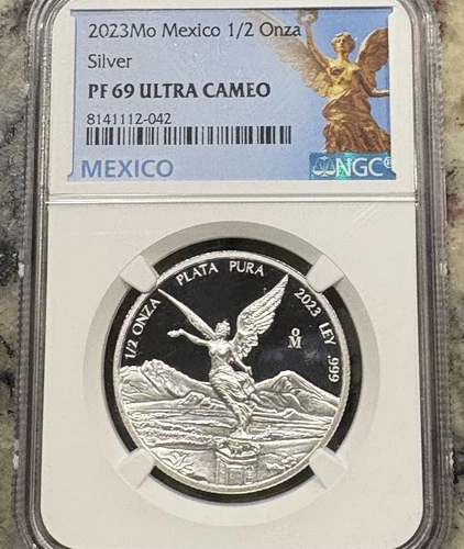 2023 Proof Silver Mexican Libertad Onza 1/2 oz NGC PF69UC Mexico Label
