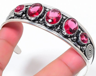 R O S A   R U B E L L I T  ARMREIF(OFFEN) 925 STERLINGSILBER HANDGEFERTIGT