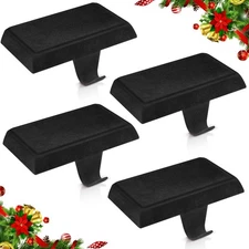 4 PCS Black Weighted Christmas Stocking Holders for Mantle Velvet Fireplace