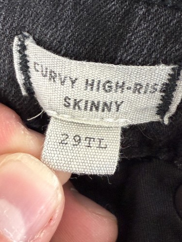 Madewell Size 28TL Curvy High Rise Skinny Jeans Black Distressed Pants Button - Picture 12 of 14