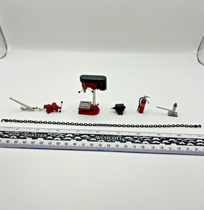 Miniature Tools 1/24 scale. Dioramas. Drill Press, Vise, Fire Extinguisher