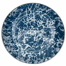 Golden Rabbit Enamelware Blue Splatter Swirl 10" Pasta Serving Plate Bowl