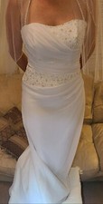 Destiny 4818 White Casual Wedding Dress with Vail. Size 8. Never Used.