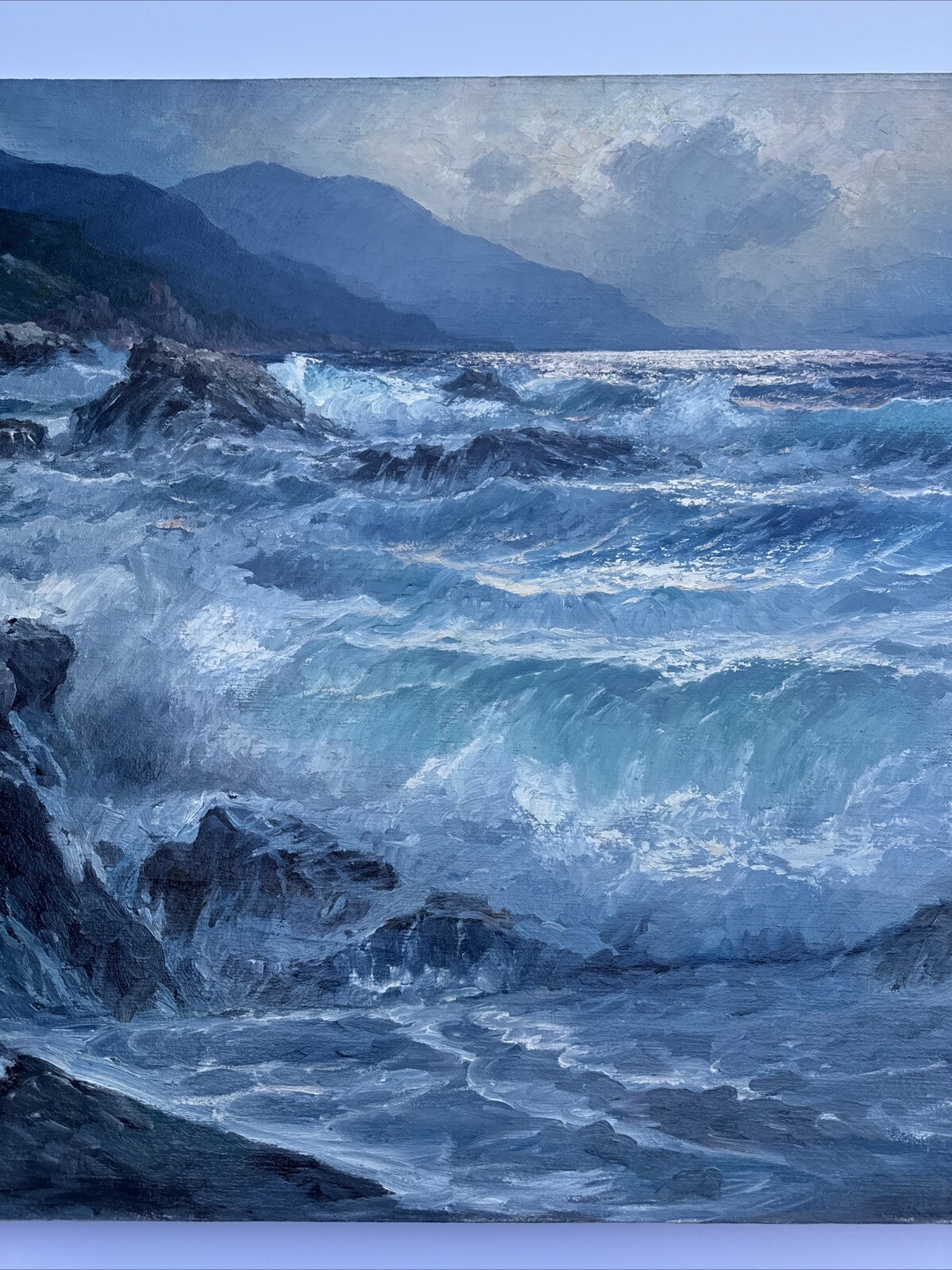 ALEXANDER DZIGURSKI PAINTING LARGE FINEST COASTAL 40 INCHES BEACH LISTED FAMOUS