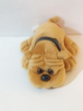 Vintage 5" X 4" Tara Toy Kennel Kuddlees Plush Toy Brown Bulldog w/Collar '80  s