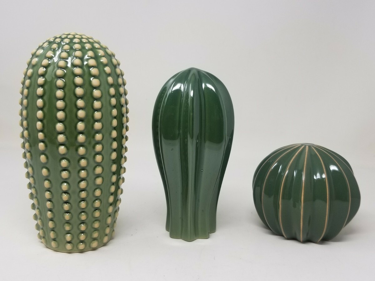 Set of 3 - Ikea SJÄLSLIGT SJALSLIGT Ceramic Green Cactus