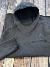 Nike Hoodie Womens Gray Knit Fleece Pullover High Neck Hooded Sweatshirt Medium