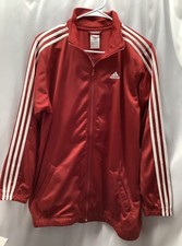 NWT Adidas Red White 3 Stripe Tricot Jacket Youth Size XL MGO230405/OB5
