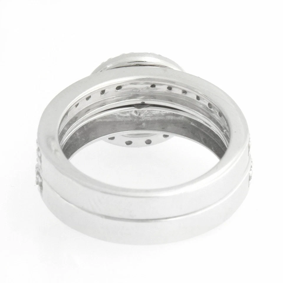 Anillo de compromiso nupcial de diamantes blanco y negro de 0,75 quilates enchapado en rodio? Plata Foto 3 de 4