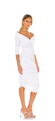 knee length dresses for ladies Norma Kamali Tara Shirred Front Fishtail Gown
