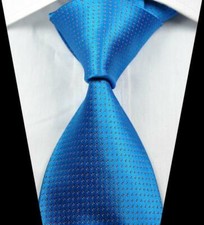 Hot Classic Pattern Light Blue Orange JACQUARD WOVEN 100 Silk Men's Tie Necktie