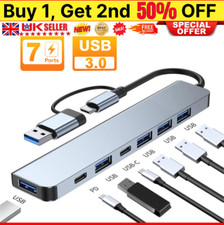 Image of 7 in 1 Multiport USB-C Hub Type C To USB 3.0 2.0 Multi-hub Dock Splitter Adapter