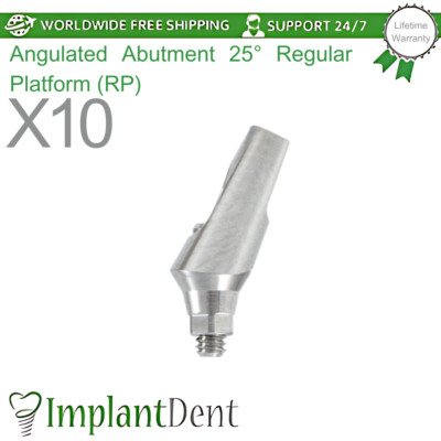 10x Angulated Prosthetics 25° Regular Platform (RP) Conical Connection Hex 2.65m