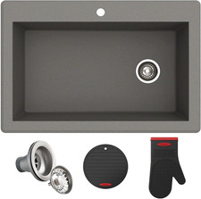 Forteza 33" Granite Kitchen Sink - Grey Single Bowl Drop In/Undermount