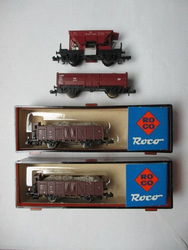 2 x Roco Hochbordwagen mit Bremserhaus in OVP, 1 x von Trix, 1 x Arnold 4680,  | Condition: Gebraucht