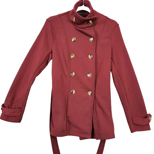 Forever 21 XXI Womens S Pea Coat Double Breasted Yellow Wool Blend