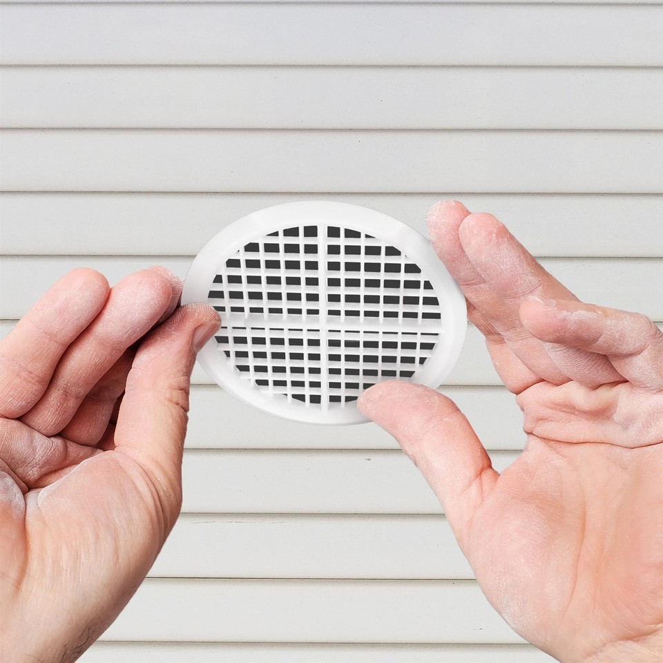 4 x White Plastic 68mm Round Soffit Air Vents, Pushin Roof, Eave