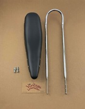 VINTAGE LOWRIDER 24" SHORT BACK SISSY BAR IN CHROME W/ EYELET BLACK BANNANA SEAT