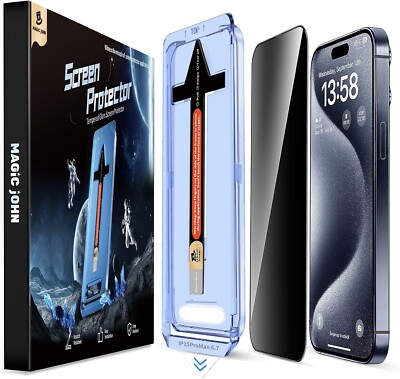 MAGIC JOHN 2 Stück für iPhone 15 Pro (6,1 Zoll) Sichtschutz Glas, A